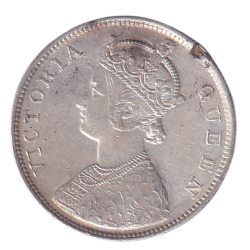 India 1862 1 Rupee VF Victoria Queen Coin 