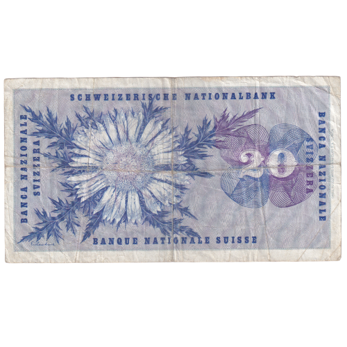 Switzerland 1976 20 Francs F 058251 Banknote