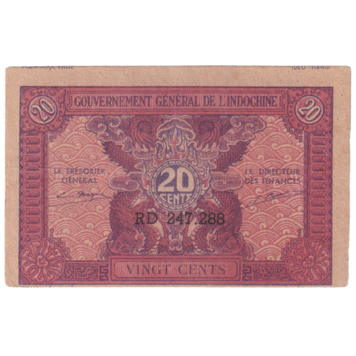 French Indochina 1942 20 Cents F RD247.288 Banknote 