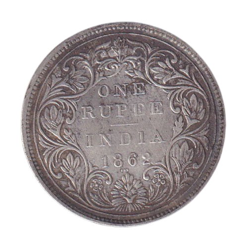 India 1862 1 Rupee F Victoria Queen Coin 
