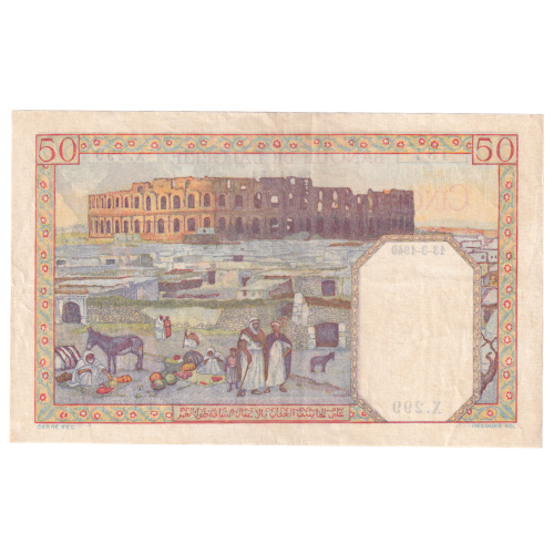 Algeria 1940 50 Francs VF X.299 184 Banknote