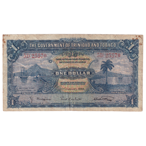 Trinidad And Tobago 1939 1 Dollar F 5D 25570 Banknote