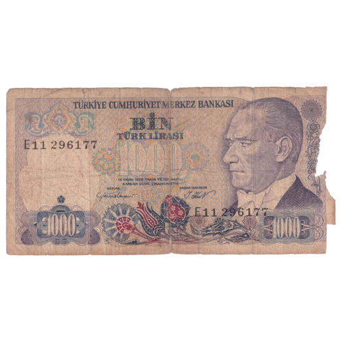 Turkey 1986 1000 Lira F E11 296177 Banknote