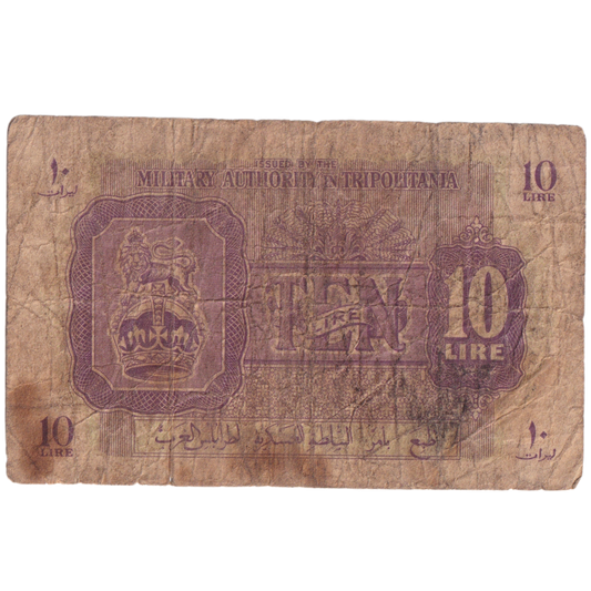 Tripolitania 1943-1951 10 Lire G Banknote 