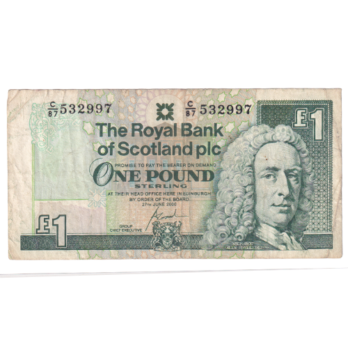 Scotland 2000 1 Pound VF C/87 532997 Banknote 