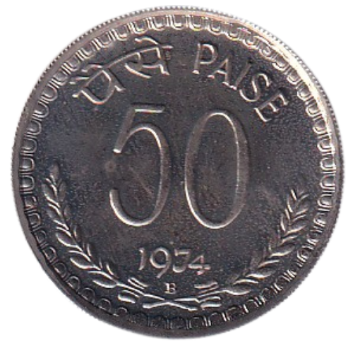 India 1974 50 Paise UNC  Proof Coin 