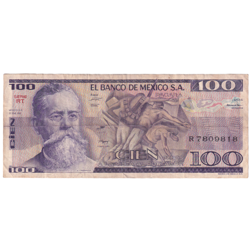 Mexico 1982 100 Pesos F R7809818 Banknote