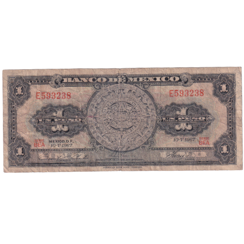 Mexico 1969 1 Peso F E593238 Banknote