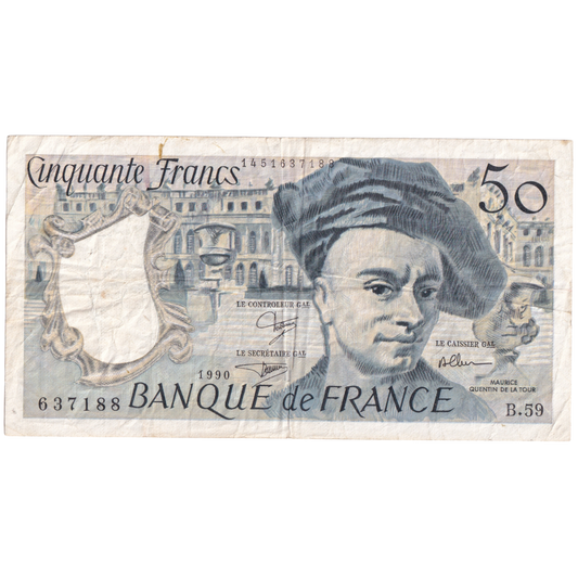 FRANCE 1990 50 FRANCS VF 637188 B.59 Banknote