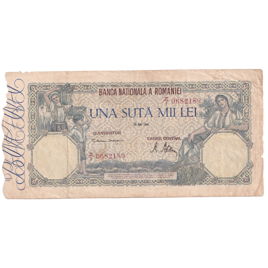ROMANIA 1945-1947 100.000 LEI G 0682189 Banknote