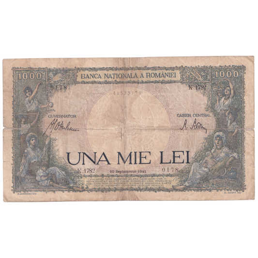 ROMANIA 1993 1000 LEI  VF K.1782 0178 Banknote