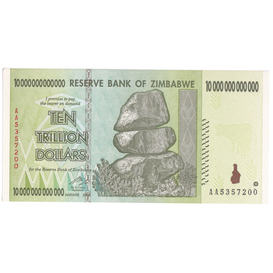 ZIMBABWE 2008 10 TRILLION DOLLARS UNC AA5357200 Banknote