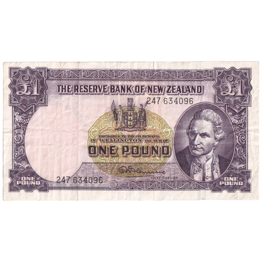 NEW ZEALAND 1955-1956 1 POUND AUNC 247 634096 Banknote