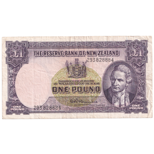 NEW ZEALAND 1955-1956 1 POUND EF 293 828884 Banknote