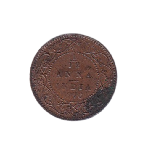 India 1876 1/12 Anna G Coin (Rare)