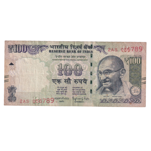 India 2016 100 Rupees VF 2AS 056789 Banknote