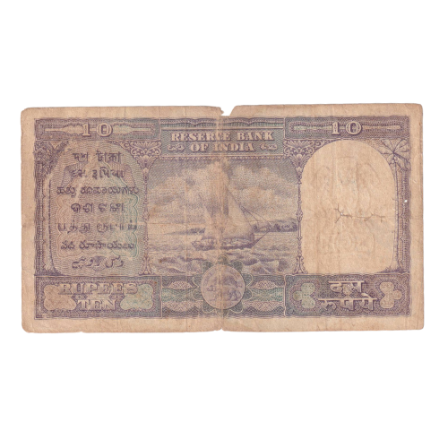 India 1962 10 Rupees G W1 377401 Banknote