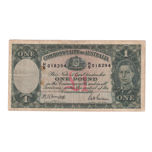 Australia 1938-1952 1 Pound G H6 018294 Banknote