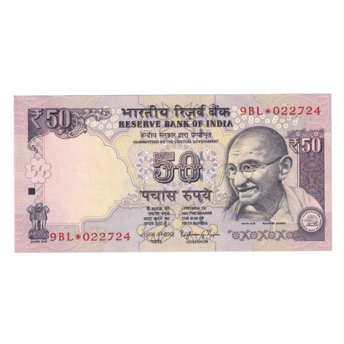 India 2015 50 Rupees UNC 9BL*022724 Banknote