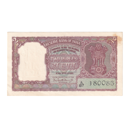 India 1962-1995 2 Rupees F A87 180083 Banknote