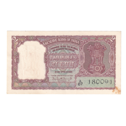India 1962-1995 2 Rupees F A87 180091 Banknote