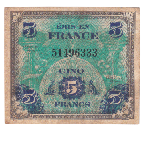 France 1944 5 Francs F 51496333 Banknote