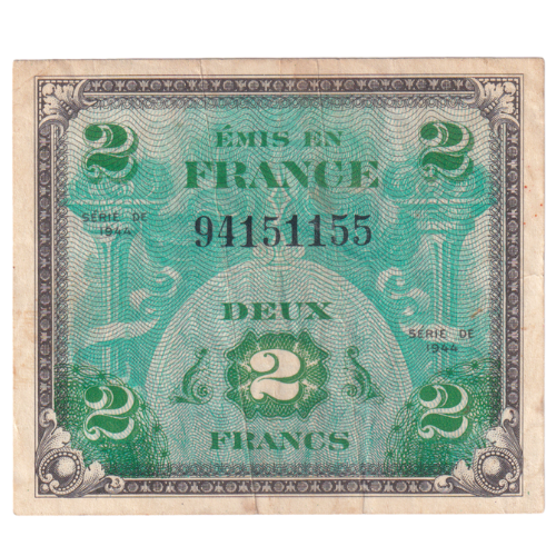 France 1944 2 Francs VF 94151155 Banknote