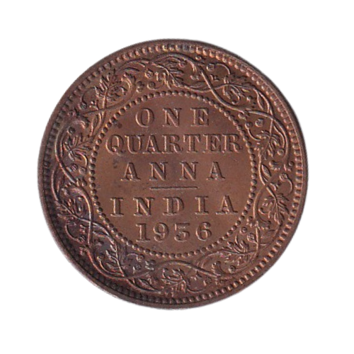 India 1956 1 Quarter Anna F George V King Emperor Coin