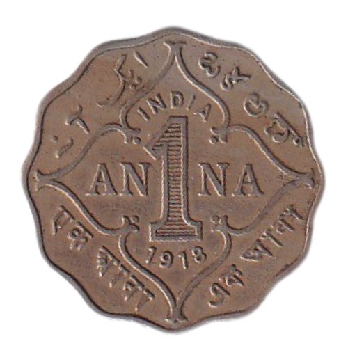 India 1918 1 Anna VG George V King Emperor Coin 