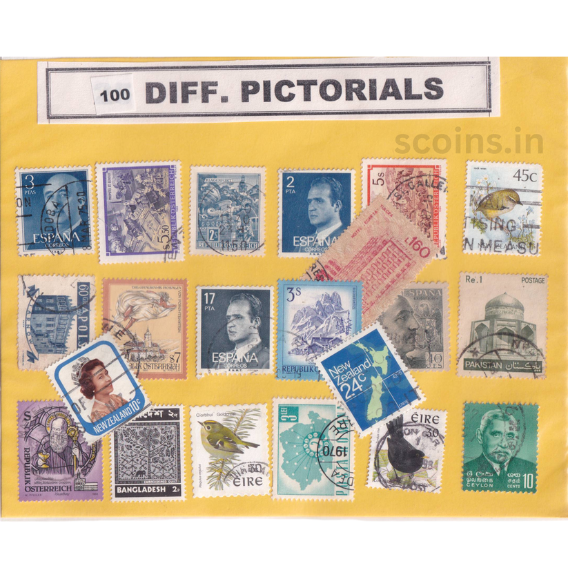 WORLD 100 DIFF PICTORIALS – SCOINS INDIA
