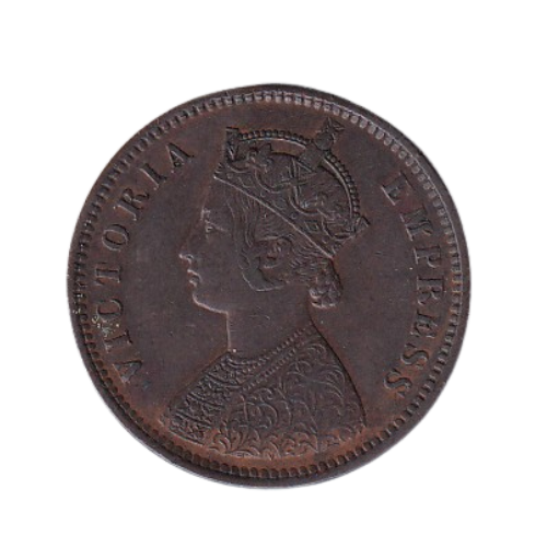 India 1877 1 Quarter Anna F Victoria Empress Coin 