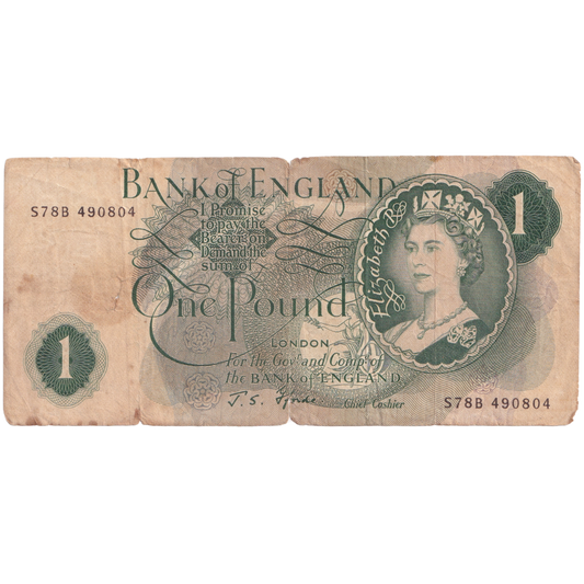 England 1960-1978 1 Pound F S78B 490804 Banknote 