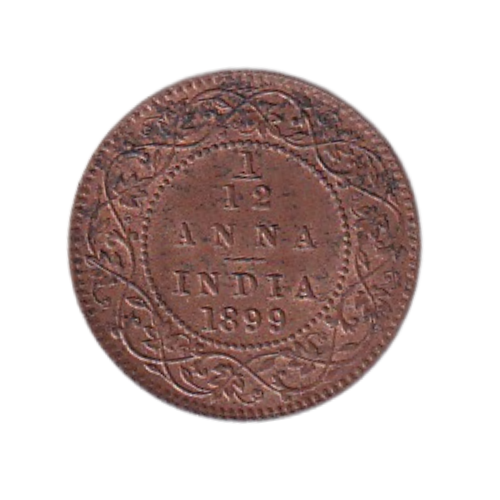 India 1899 1/12 Anna F Victoria Empress Coin  