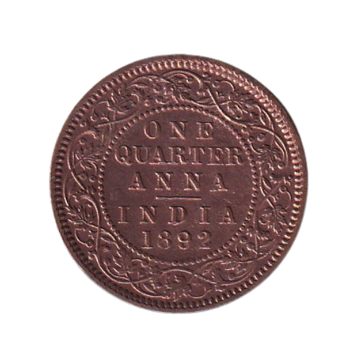 India 1892 1/4 Anna VF Victoria Empress Coin
