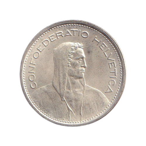  Swiss 1967 5 Francs VF Silver Coin