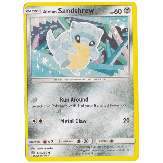 Pokemon Basic Alolan Sandshrew hp 60 card