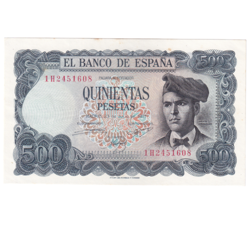 Spain 1971 500 Pesetas VF 1H2451608 Banknote 