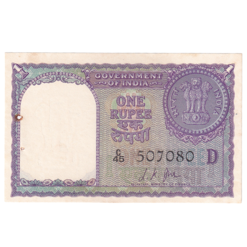 India 1957 1 Rupee F C45 507080 Banknote