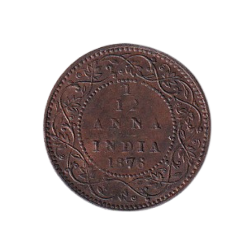 India 1876 1/12 Anna F Victoria Queen Coin