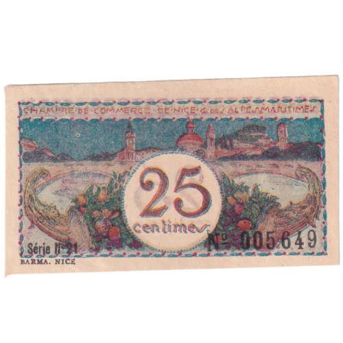 Chambers of Commerce 1918 25 Centimes F No 005649 Banknote 