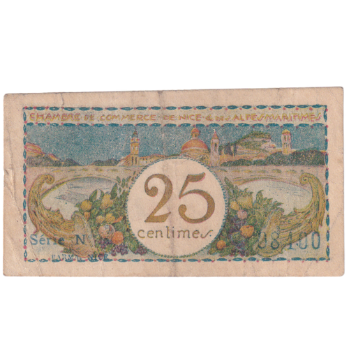 Chambers of Commerce 1918 25 Centimes F No 08100 Banknote 
