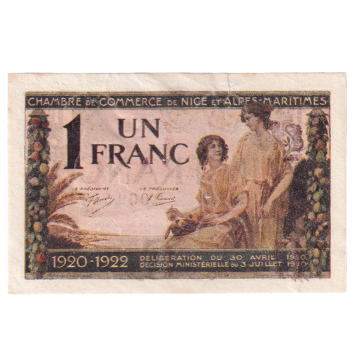 France 1920 1 Un Franc VF 0,009,542 Banknote 