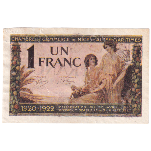 France 1920 1 Un Franc VF 0,009,571 Banknote