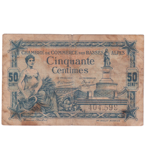 France 1915 50 Centimes F 404,599 Banknote