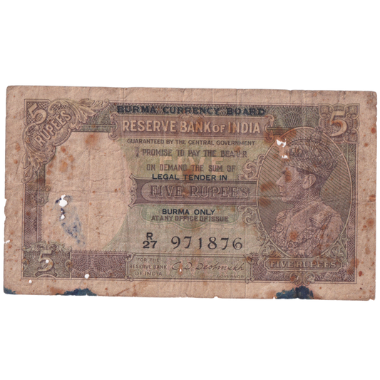 India 1937-1943 5 Rupees  C.D.Deshmukh 971876