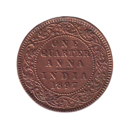 India 1897 1/4 Anna VF Coin
