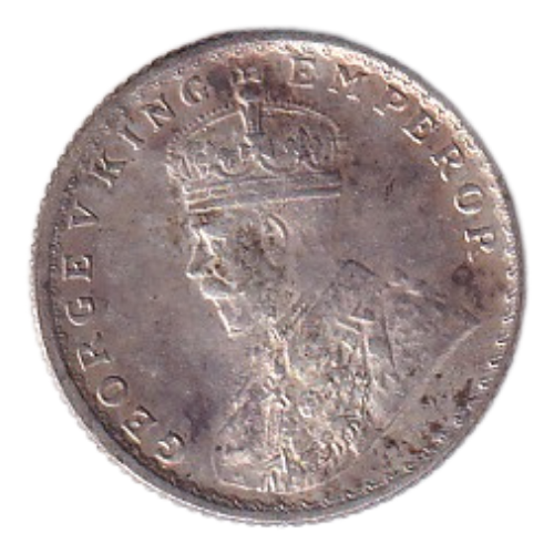 India 1919 1/4 Rupee F George V King Emperor Coin 