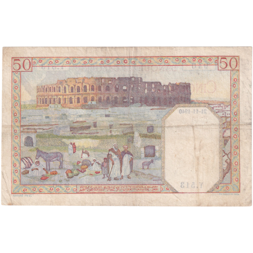 Algeria 1940 50 Francs VF Y513940 Banknote