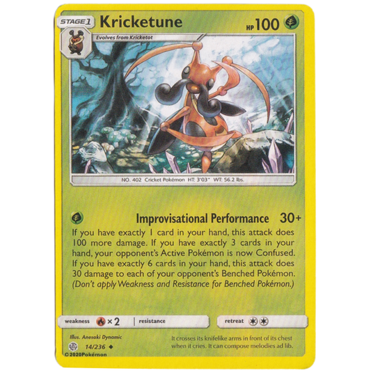 Pokemon stage 1 Kricketune hp 100 card