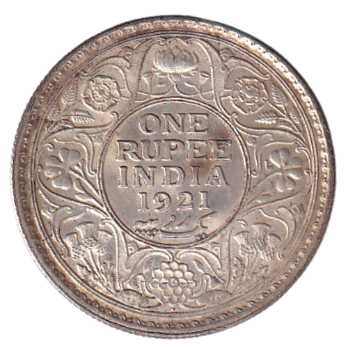 India 1921 1 Rupee F George V King Emperor Coin